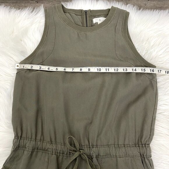 Lou & Grey Womens XS Olive Green Lyocell Drawstring Waist Sleeveless Tank Dress - Picture 7 of 8